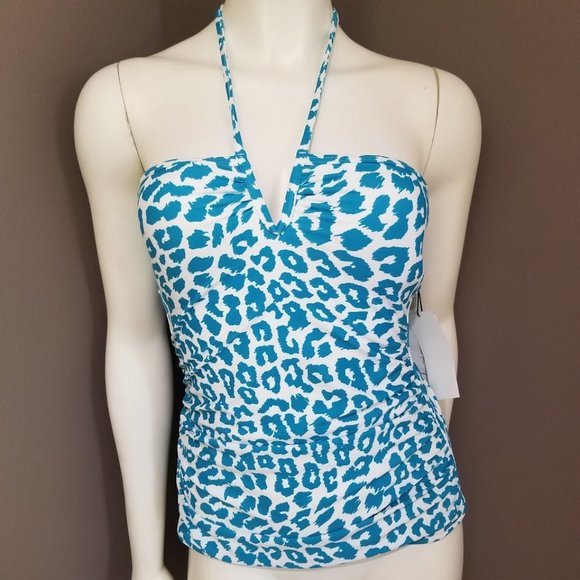 Calvin Klein V-Wire Bandeau Halter Tankini Top Size Small - Picture 2 of 10